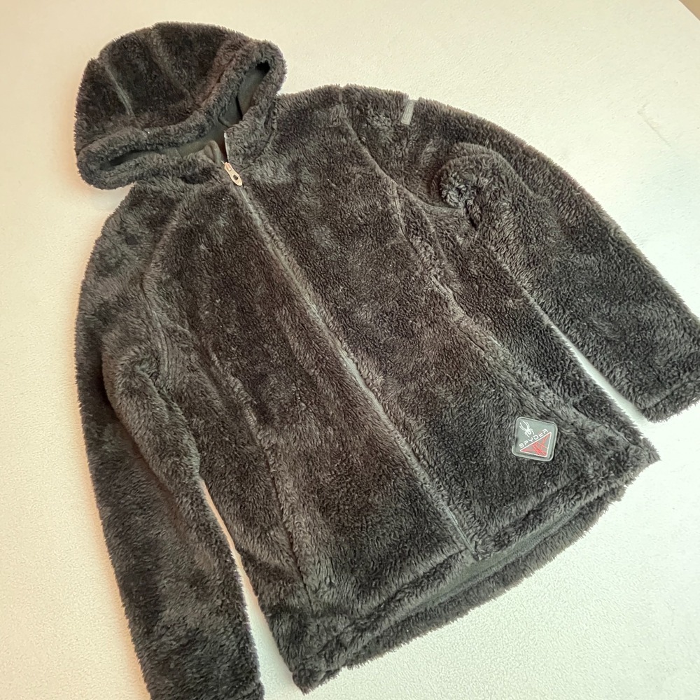 Spyder Stellar Jacket Women's M Black Sherpa Fleece Full Zip Hooded